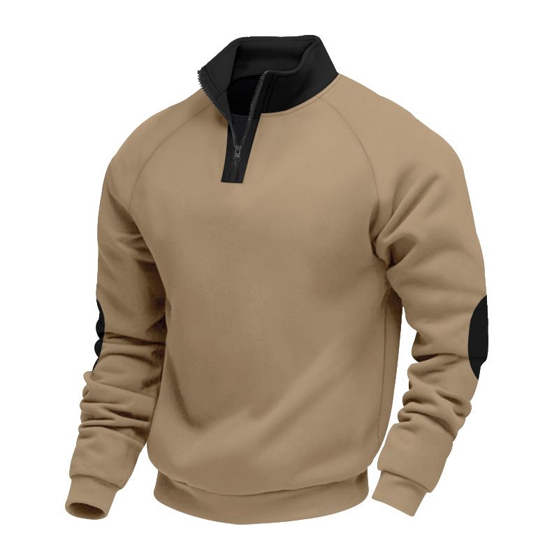 Winter Men's Hooded Sweatshirt - Heavyweight Fleece-Lined Oversized Casual Stand-Up Collar Pullover Long-Sleeved Jacket