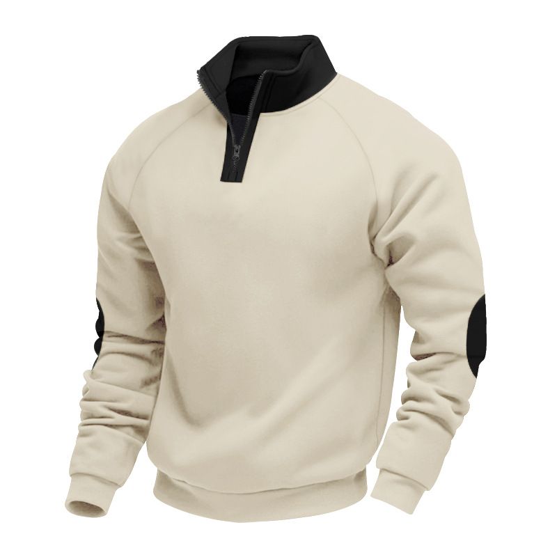 Winter Men's Hooded Sweatshirt - Heavyweight Fleece-Lined Oversized Casual Stand-Up Collar Pullover Long-Sleeved Jacket