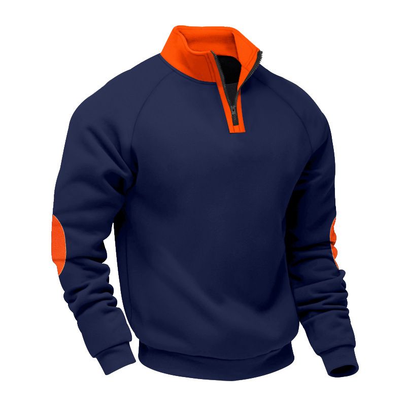 Winter Men's Hooded Sweatshirt - Heavyweight Fleece-Lined Oversized Casual Stand-Up Collar Pullover Long-Sleeved Jacket