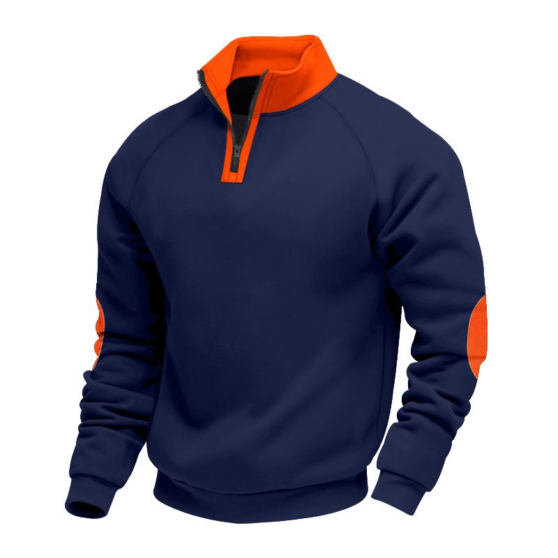 Winter Men's Hooded Sweatshirt - Heavyweight Fleece-Lined Oversized Casual Stand-Up Collar Pullover Long-Sleeved Jacket