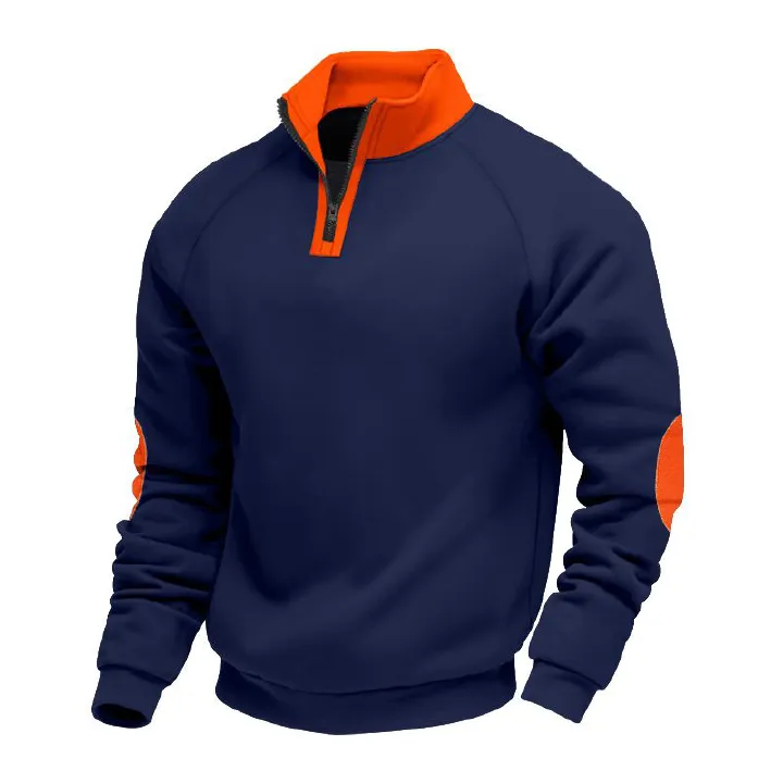 Winter Men's Hooded Sweatshirt - Heavyweight Fleece-Lined Oversized Casual Stand-Up Collar Pullover Long-Sleeved Jacket