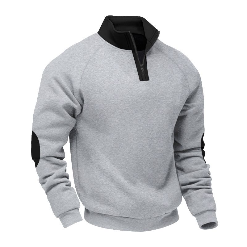 Winter Men's Hooded Sweatshirt - Heavyweight Fleece-Lined Oversized Casual Stand-Up Collar Pullover Long-Sleeved Jacket