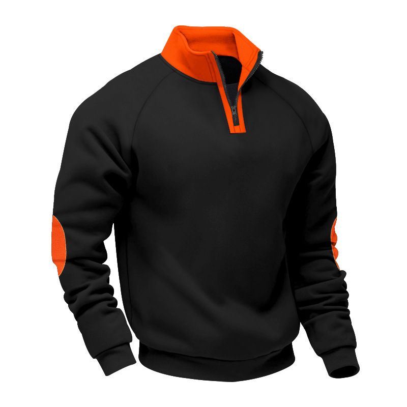 Winter Men's Hooded Sweatshirt - Heavyweight Fleece-Lined Oversized Casual Stand-Up Collar Pullover Long-Sleeved Jacket