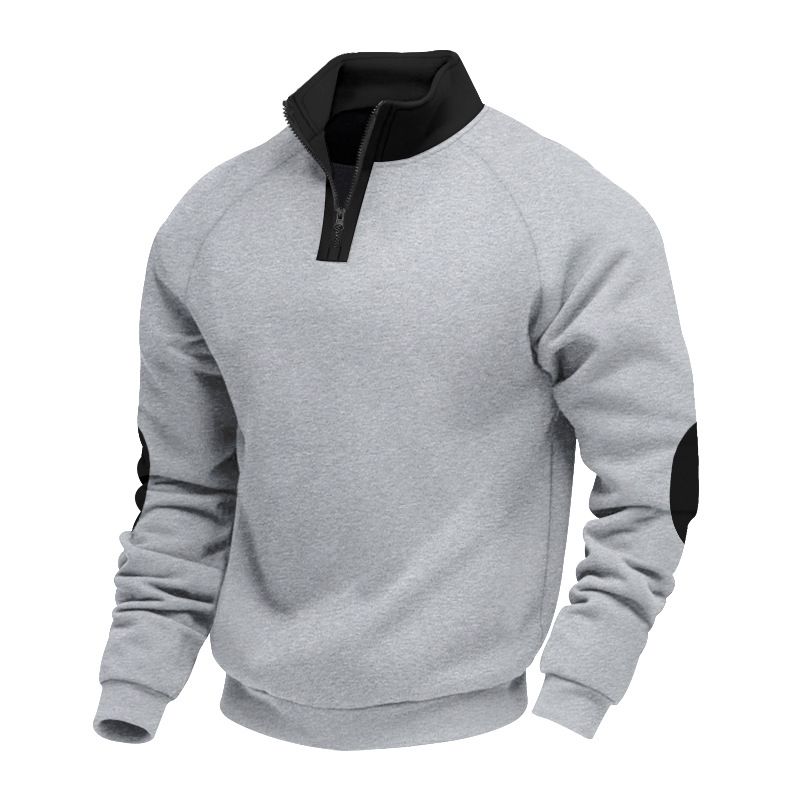 Winter Men's Hooded Sweatshirt - Heavyweight Fleece-Lined Oversized Casual Stand-Up Collar Pullover Long-Sleeved Jacket