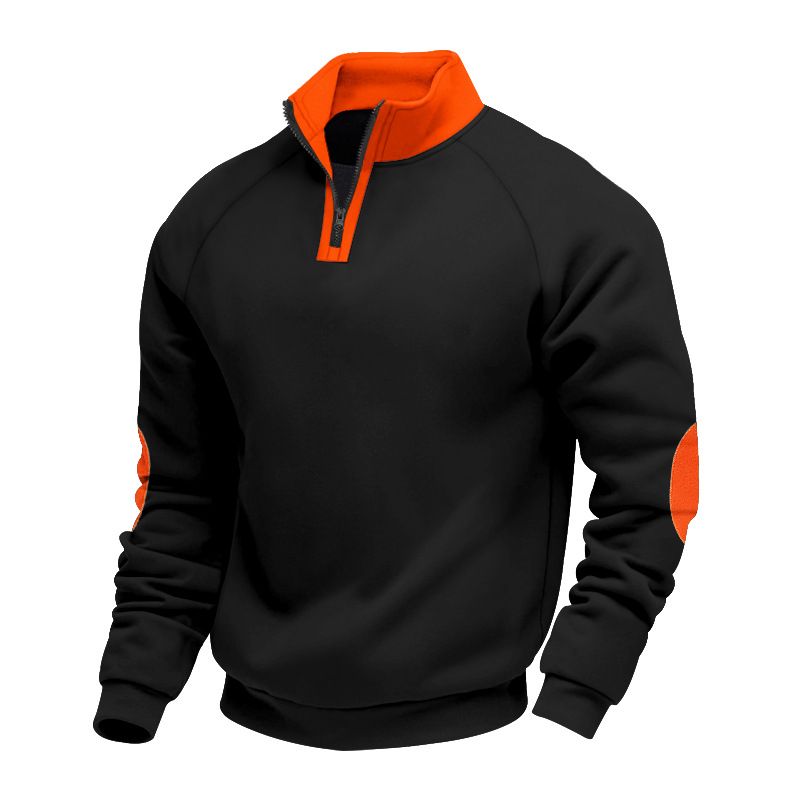 Winter Men's Hooded Sweatshirt - Heavyweight Fleece-Lined Oversized Casual Stand-Up Collar Pullover Long-Sleeved Jacket