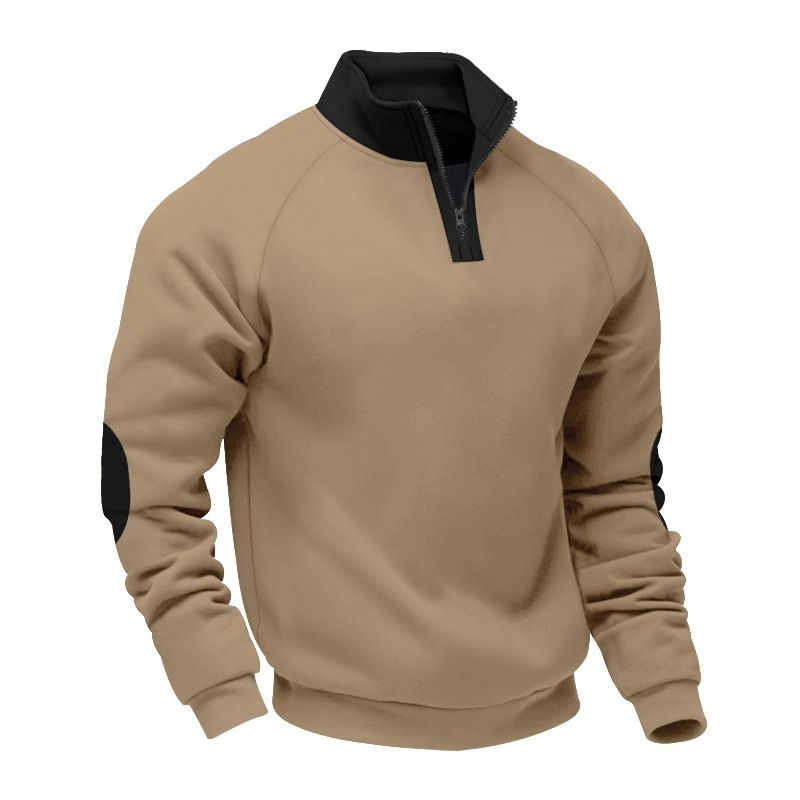 Winter Men's Hooded Sweatshirt - Heavyweight Fleece-Lined Oversized Casual Stand-Up Collar Pullover Long-Sleeved Jacket