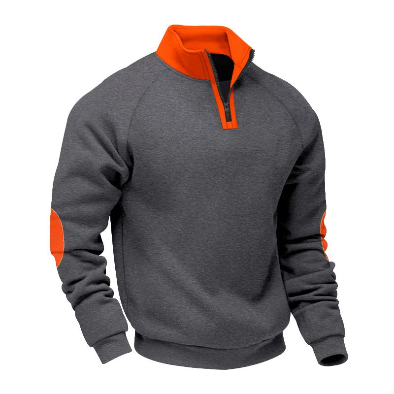 Winter Men's Hooded Sweatshirt - Heavyweight Fleece-Lined Oversized Casual Stand-Up Collar Pullover Long-Sleeved Jacket