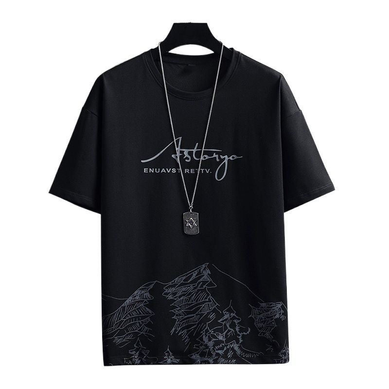 Men clothes 2 pack new short-sleeve T-shirts &amp; Polos sports suit tied version of the trend of casual Top Black Pants Black