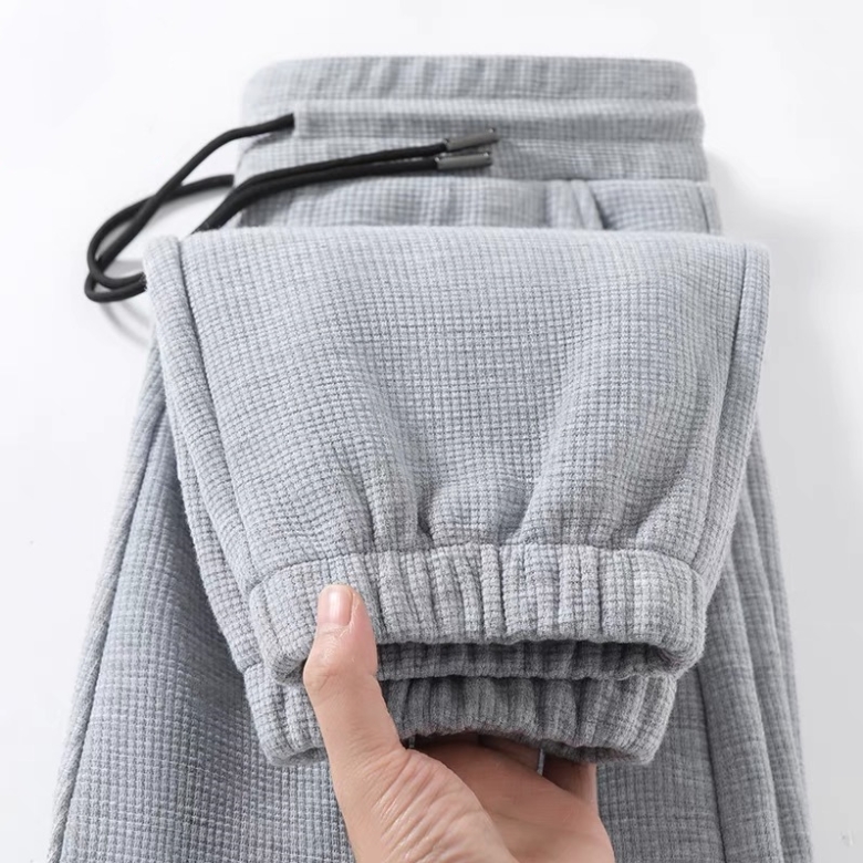 Men's casual trend waffle plaid leggings all season loose fitting sports pants fashionable thin and breathable