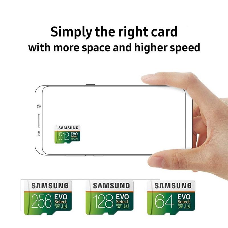 Samsung 32GB 64GB 128GB 256GB EVO Select U3 SDXC Flash Memory Card 32G 64G 128G 256G Class 10 MicroSD Mini Micro TF SD Card for Cell Phones Laptops Cameras