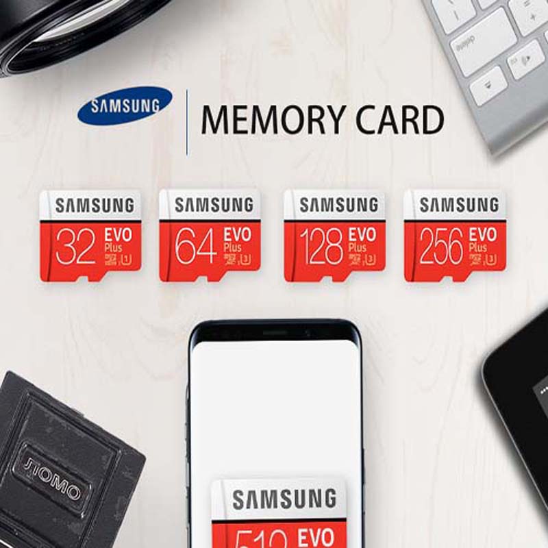 Samsung 32GB 64GB 128GB 256GB EVO Plus U3 SDXC Flash Memory Card 32G 64G 128G 256G Class 10 MicroSD Mini Micro TF SD Card for Cell Phones Laptops Cameras