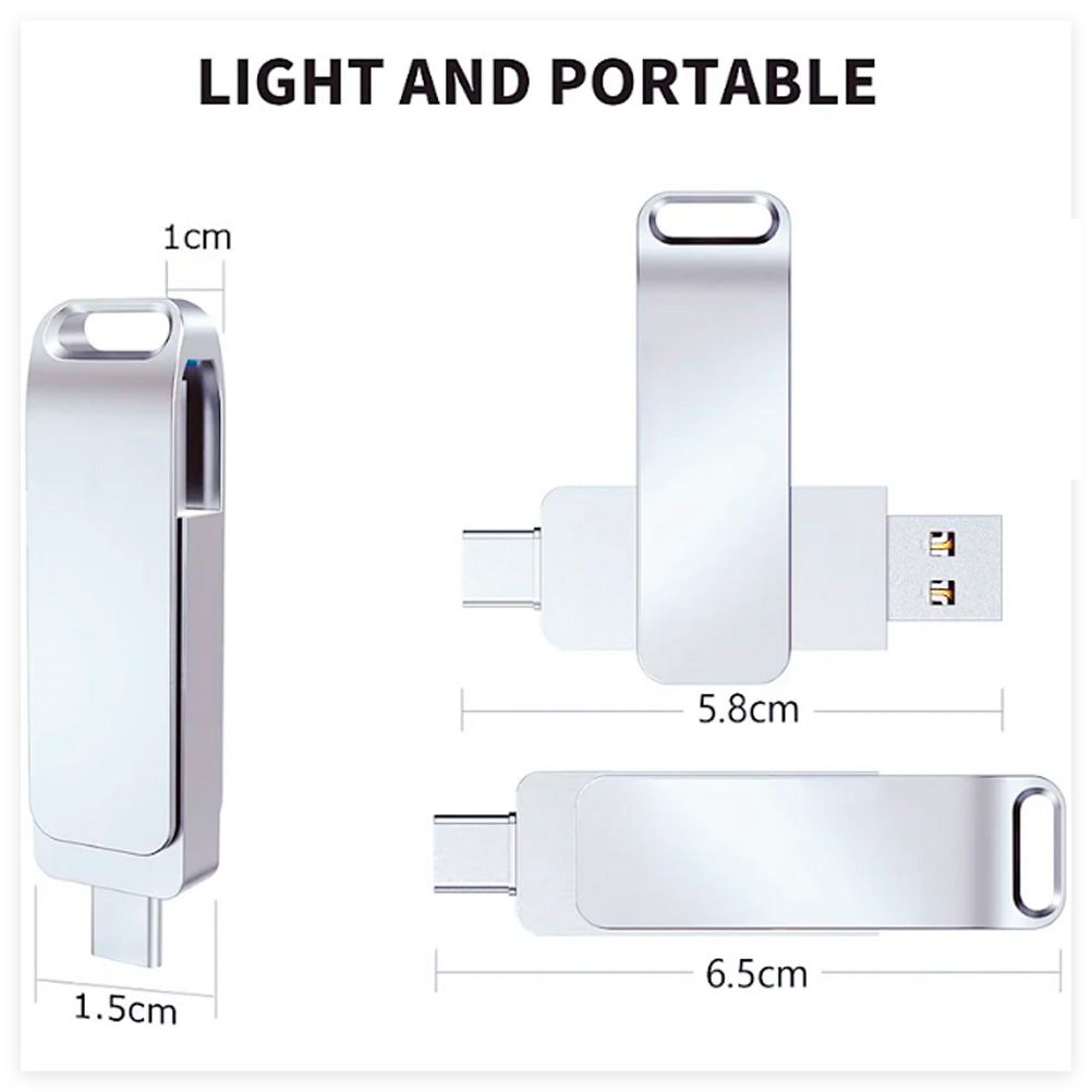 1TB 1000GB OTG 2in1 USB3.2 Type-C Flash Drive Disk Metal Pen Drive Stick U Disk Flashdisk Pendrive 1T