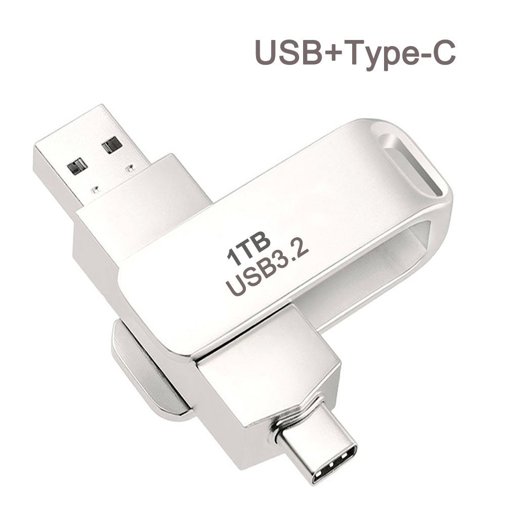 1TB 1000GB OTG 2in1 USB3.2 Type-C Flash Drive Disk Metal Pen Drive Stick U Disk Flashdisk Pendrive 1T
