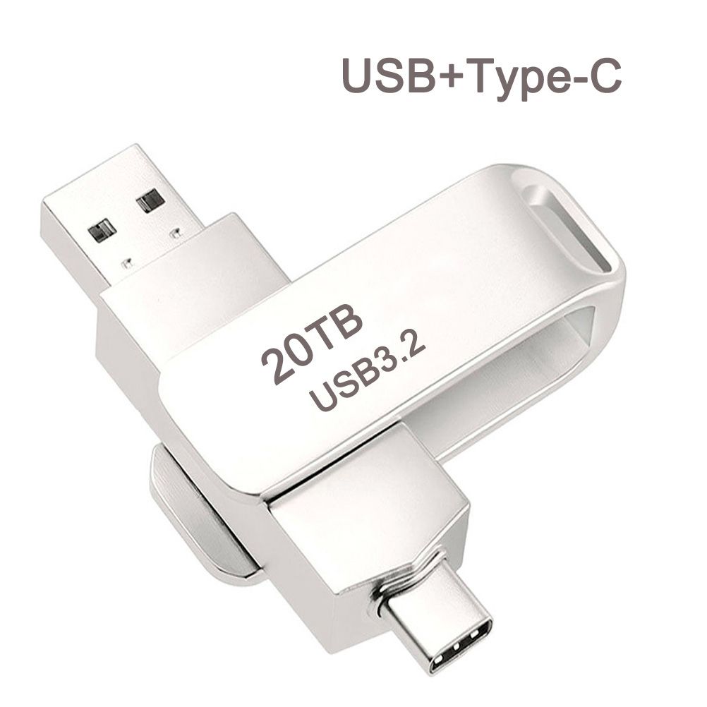 20TB 20000GB OTG 2in1 USB3.2 Type-C Flash Drive Disk Metal Pen Drive Stick U Disk Flashdisk Pendrive 20T