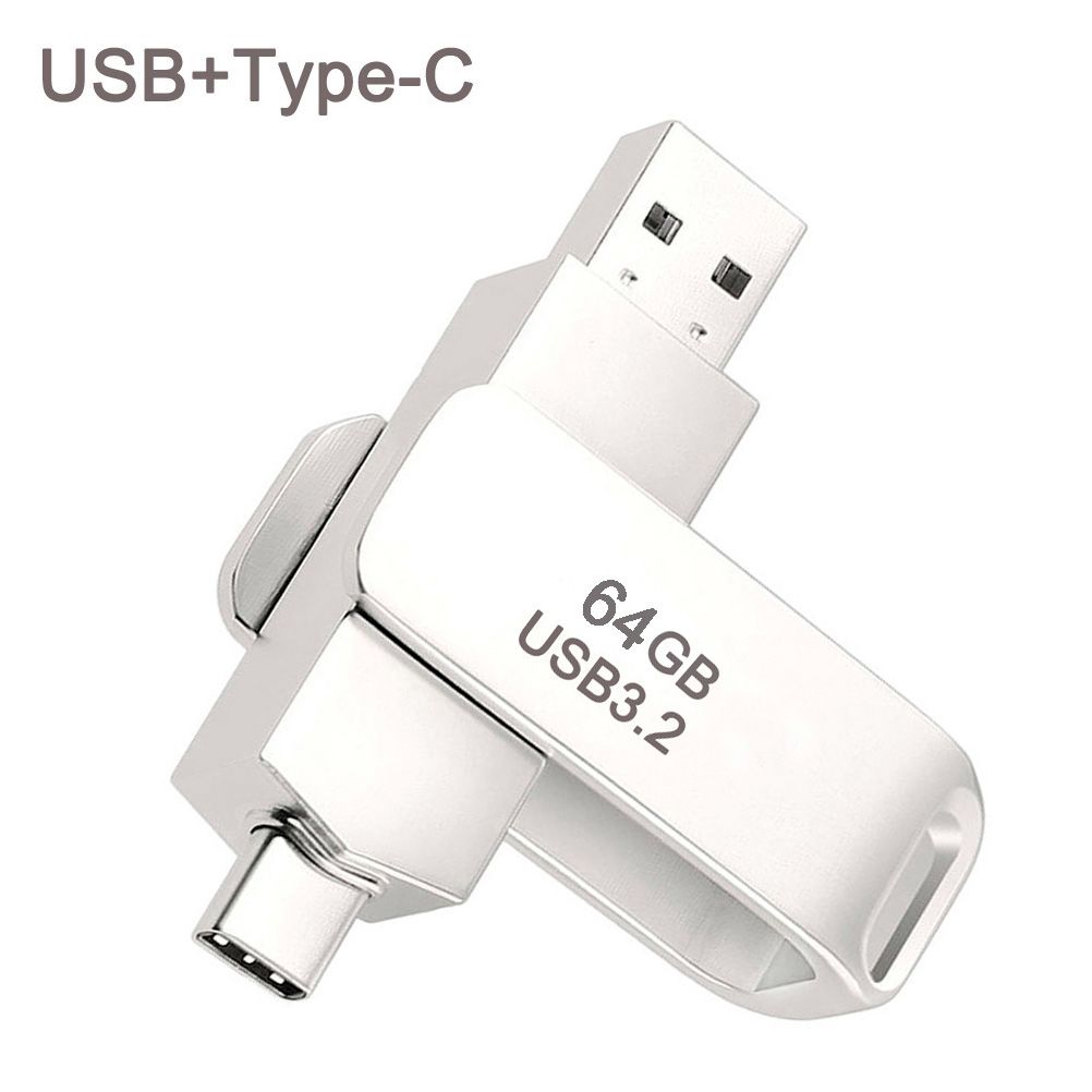 64GB OTG 2in1 USB3.2 Type-C Flash Drive Disk Metal Pen Drive Stick U Disk Flashdisk Pendrive 64G