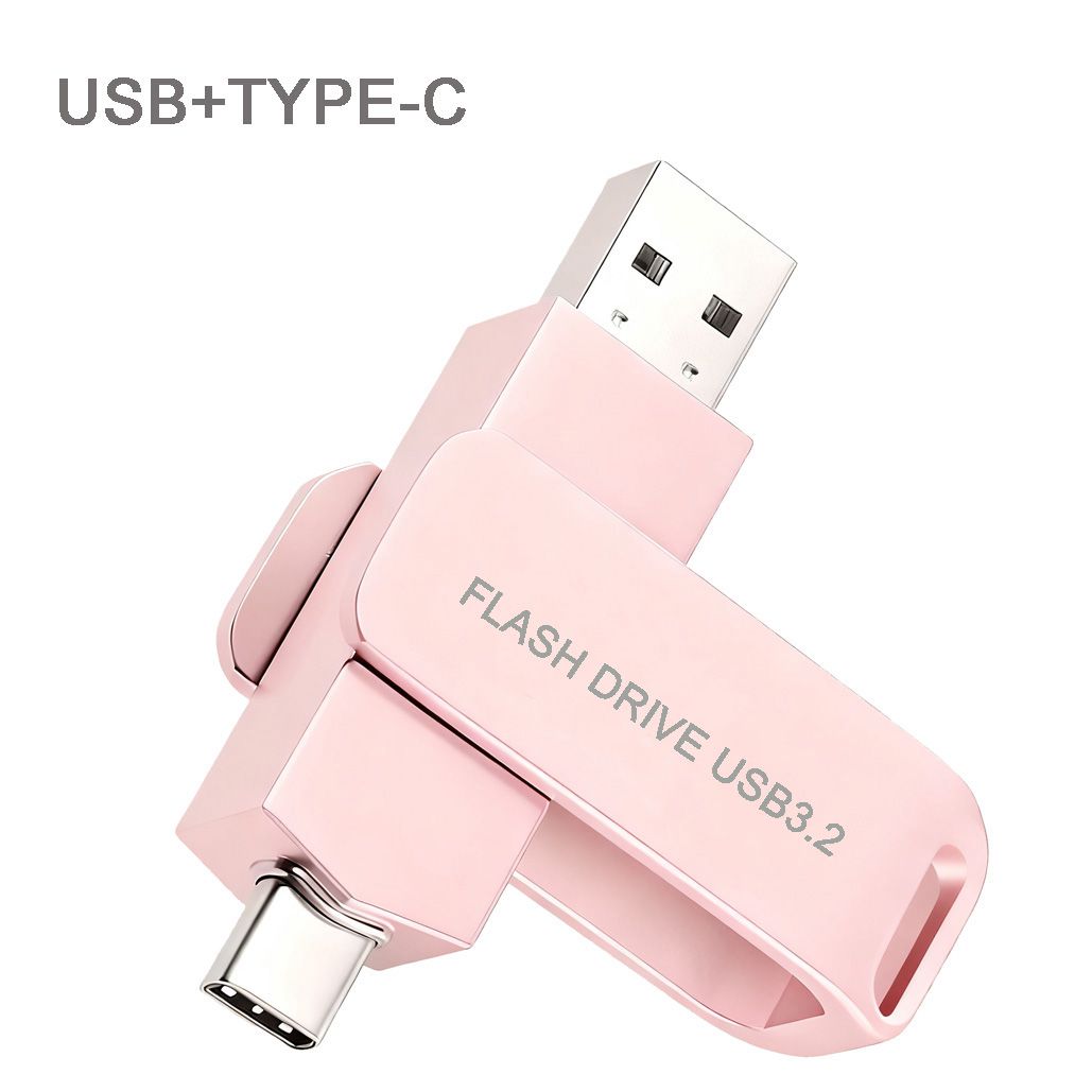 32GB 64GB 128GB 256GB 512GB 1TB 2TB 4TB 8TB 16TB 32TB 64TB 128TB OTG 2in1 USB3.2 Type-C Flash Drive Disk Metal Pen Drive Stick U Disk Flashdisk Pendrive Pink