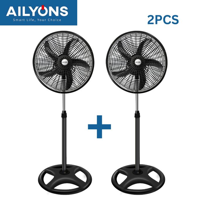 AILYONS FS-1801 18'' Inch Stand Fans, 3 Speed, 2PCS - Black (1YR WRTY)