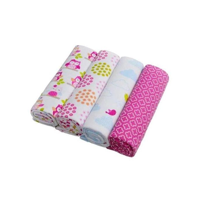4Pcs Cute Printed Pure Cotton Baby Boy Shawl Super-soft Flannel Receiving Newborn Baby Blanket