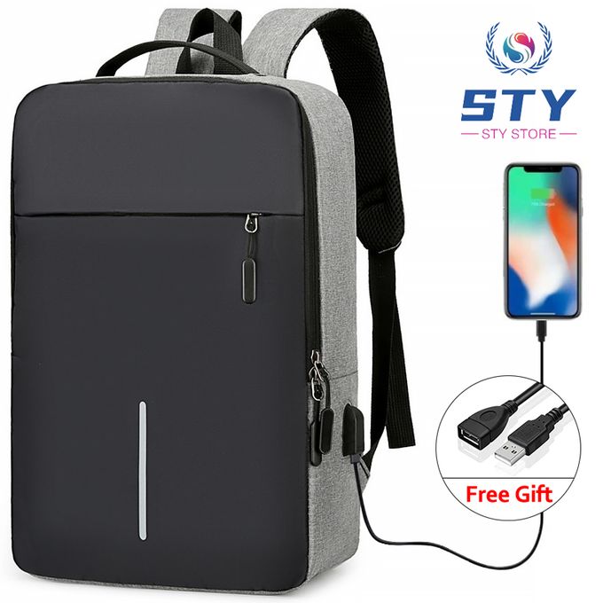 STY 15.6" Laptop Bag Men Backpack Business Backpacks With USB Charging Jack Rucksack