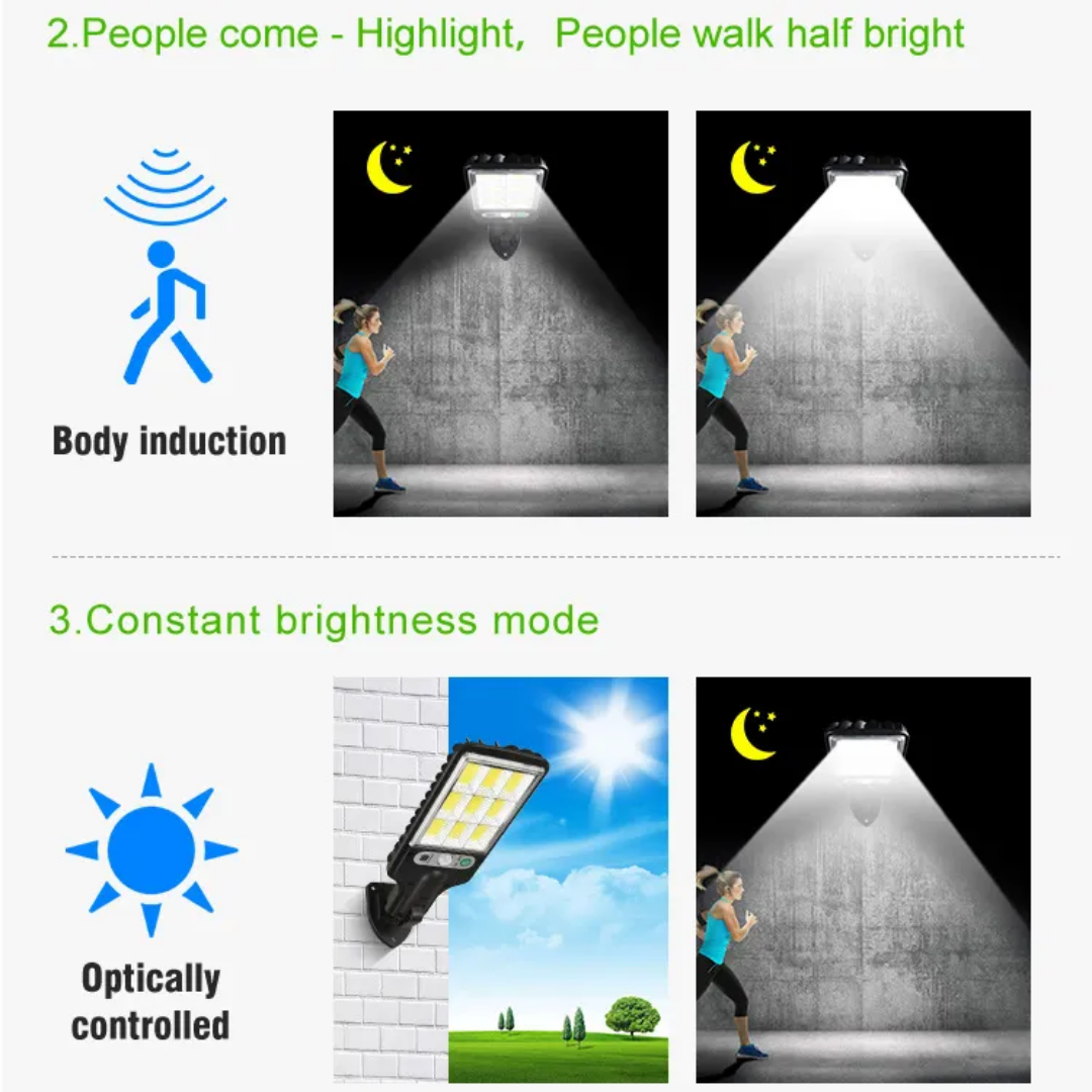 New Solar Light PIR Motion Sensor Garden Outdoor LED Lighting Waterproof Smart Remote Control Lamp Solar Power Street Lamp
