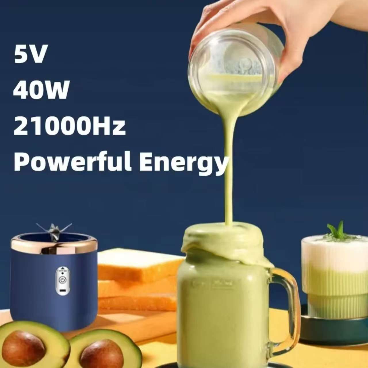 Personal Blender for Shakes and Smoothies Portable Mixer Fruit Juicer USB Rechargeable with 6 Blades Handheld Blenders for Sports Travel and Outdoors Small Electric Mini Blender