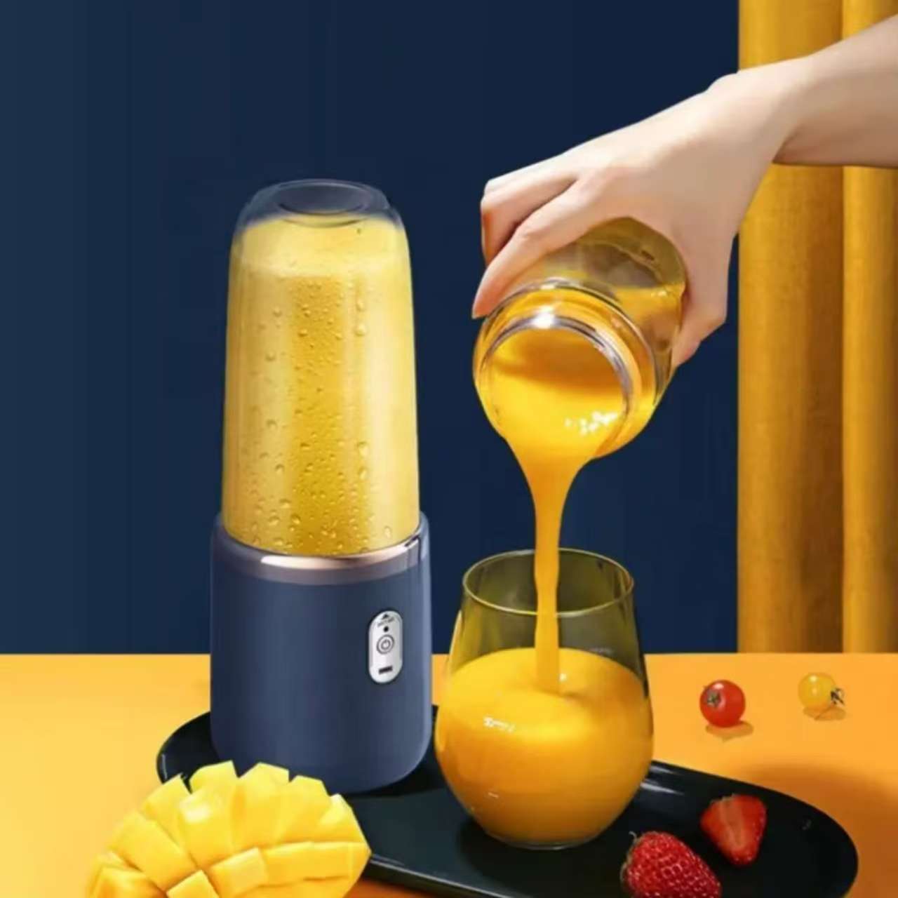 Personal Blender for Shakes and Smoothies Portable Mixer Fruit Juicer USB Rechargeable with 6 Blades Handheld Blenders for Sports Travel and Outdoors Small Electric Mini Blender