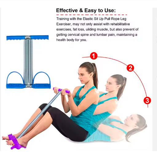 Tummy Trimmer Elastic Sit Up Pull Rope Pedal Resistance Band Powerful Spring Drawstring Tummy Trimmer Equipment Portable Home Gym with Elastic Bodybuilding Fitness Slimming Training Exercise Bands