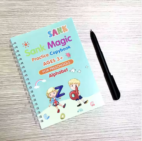 Cheap price 4pcs kids magic practice books Maths,alphabet,numbers, drawing and 1 pen, 4 pen refills and pen holder for kids