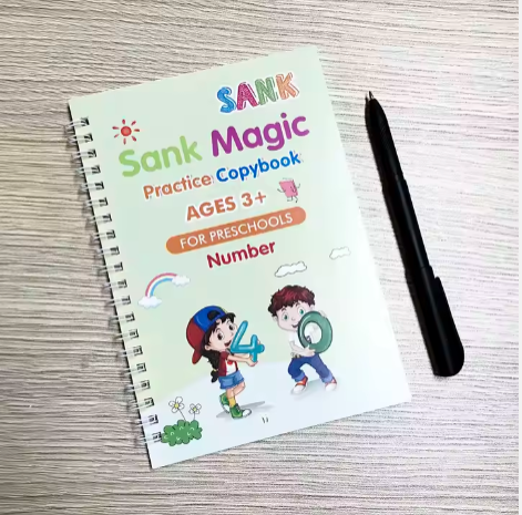 Cheap price 4pcs kids magic practice books Maths,alphabet,numbers, drawing and 1 pen, 4 pen refills and pen holder for kids