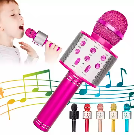 Portable Handheld Mic Speaker Kids Karaoke Microphone Wireless Bluetooth Karaoke Microphone for Singing