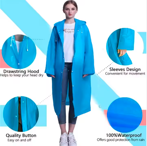 Eva Raincoat Rain Poncho Rain Jackets Waterproof Raincoat Reusable Recycled Rain Coat f