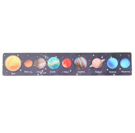 Planet Earth Matching Board Puzzle Solar System Cognitive Puzzle Game Wooden Kids Toys