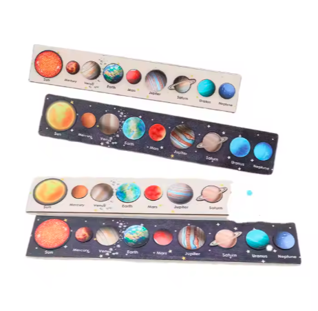 Planet Earth Matching Board Puzzle Solar System Cognitive Puzzle Game Wooden Kids Toys