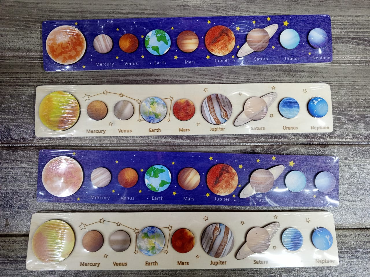 Planet Earth Matching Board Puzzle Solar System Cognitive Puzzle Game Wooden Kids Toys