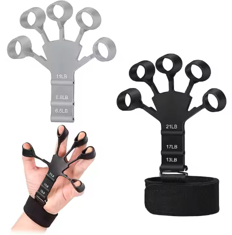 Silicone Grip Strength Trainer - Double-Sided Finger Exerciser And Hand Strengthener For Hand Therapy, Rock Climbing - Relieve Pain For Arthritis, Carpal Tunnel