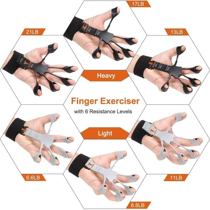 Silicone Grip Strength Trainer - Double-Sided Finger Exerciser And Hand Strengthener For Hand Therapy, Rock Climbing - Relieve Pain For Arthritis, Carpal Tunnel
