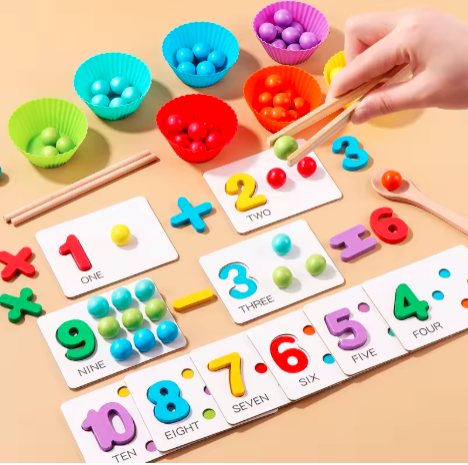 Children Clip Beads Arithmetic Games Wooden Toys Kindergarten Intelligence Early Education Counting Toy for Kids