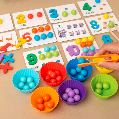Children Clip Beads Arithmetic Games Wooden Toys Kindergarten Intelligence Early Education Counting Toy for Kids