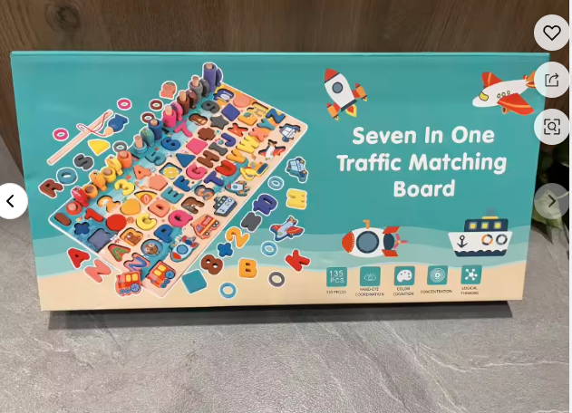 Wholesale Montessori Children's Wooden 7 in 1 Fishing Letter Shape Matching Board Game Educational Learning Gift Toys for Kids