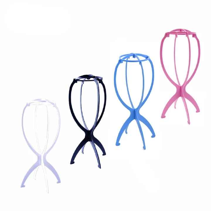 5PC Four Colors Wig Stands Plastic Hat Display Wig Head Holders 17x34Cm Mannequin Head/Stand Portable Folding Wig Stand