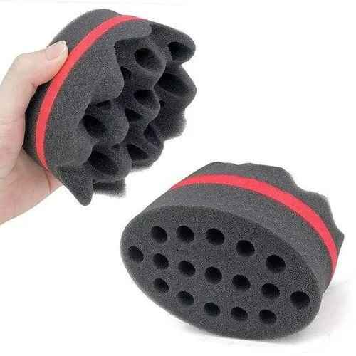 Hair Twist Sponge Medium Brush Two Sides Dread Dreading Wave Twisting Foam Afro Barber Curl Sponge for Women and Men Boy Girl Small and Big Holes