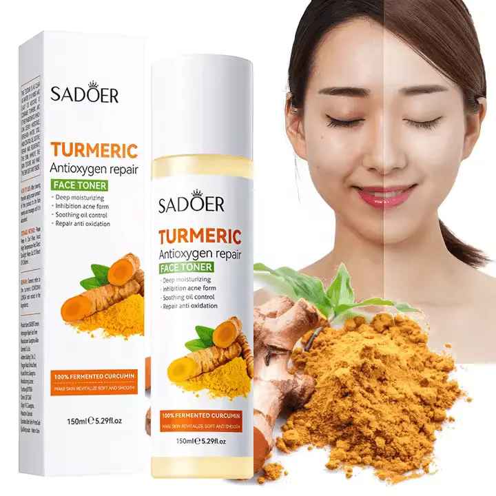 5 in 1 Sadoer Turmeric Set, Tumeric Cleanser + Face Serum +Face Toner + Face Cream + Tumeric Soap, with unparelled Vitamin C capabilities, Helps in Preven Acne, Sooth, Hydrate, Lighjten Acne Marks