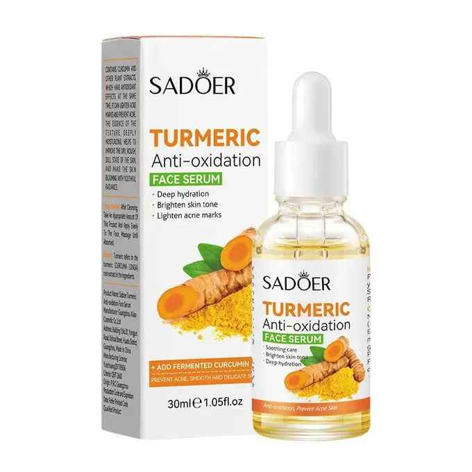 Sadoer Duo Set of Tumeric Anti Oxidation Turmeric Soap Bar + Turmeric Serum Anti Acnes, Like Vitamin C, it is Effective in Acne Removal, Pore Shrinking and Skin Tone Brightening