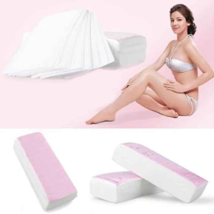 Depilatory Paper,100 Sheet Hair Removal Wax Paper Strips ,Disposable Professional Hair Removal Tool Non-woven Waxing Strips