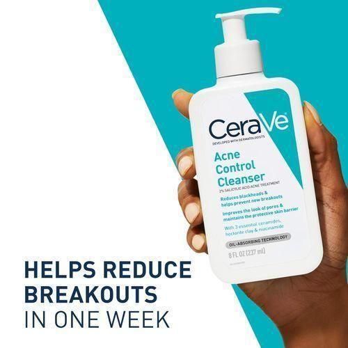 Cerav Acne Control Cleanser – Salicylic Acid Face Wash for Acne-Prone & Oily Skin, Anti-Acne, Blackhead & Oil Control Cleanser (236ml)