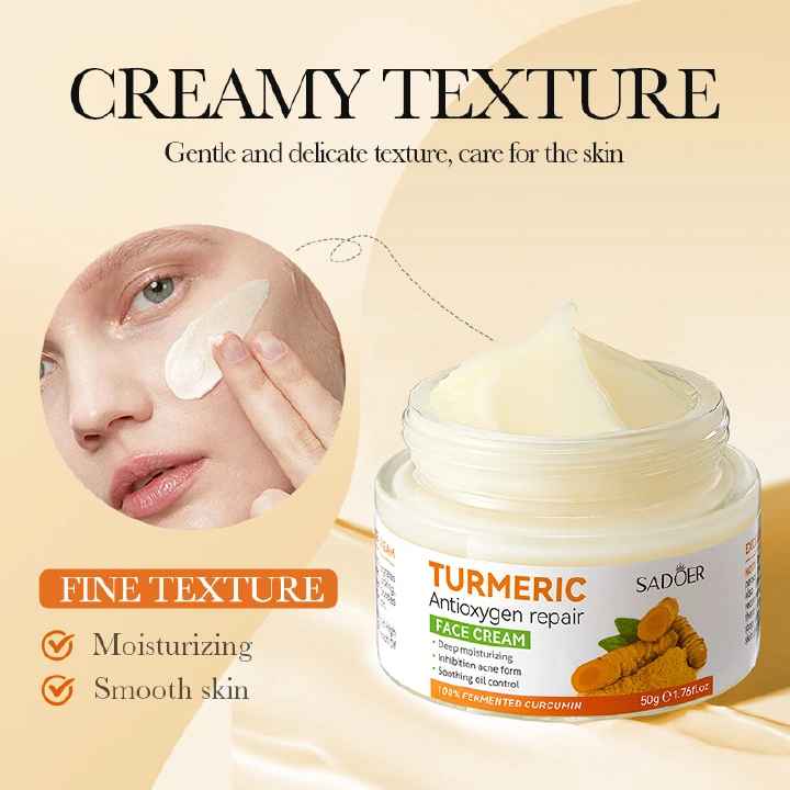 SADOER Turmeric Antioxygen Repair Face Cream Deep Hydration Improve Acne Soothing Oil Control Moisturizing Delicate Smooth Facial Skin Care