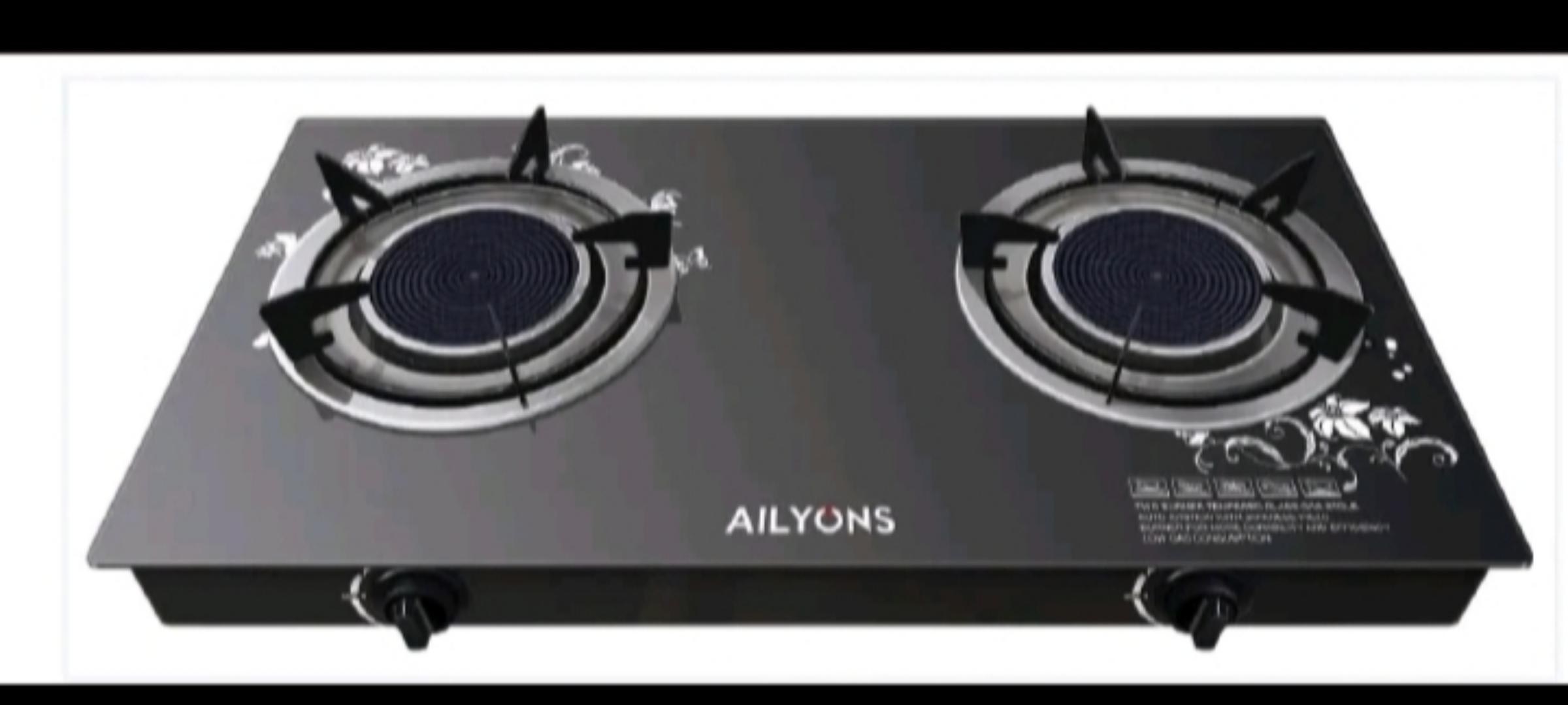 AILYONS Glass Top Infrared Double Burner Gas stove Super Infrared Heater Saving Gas cooker