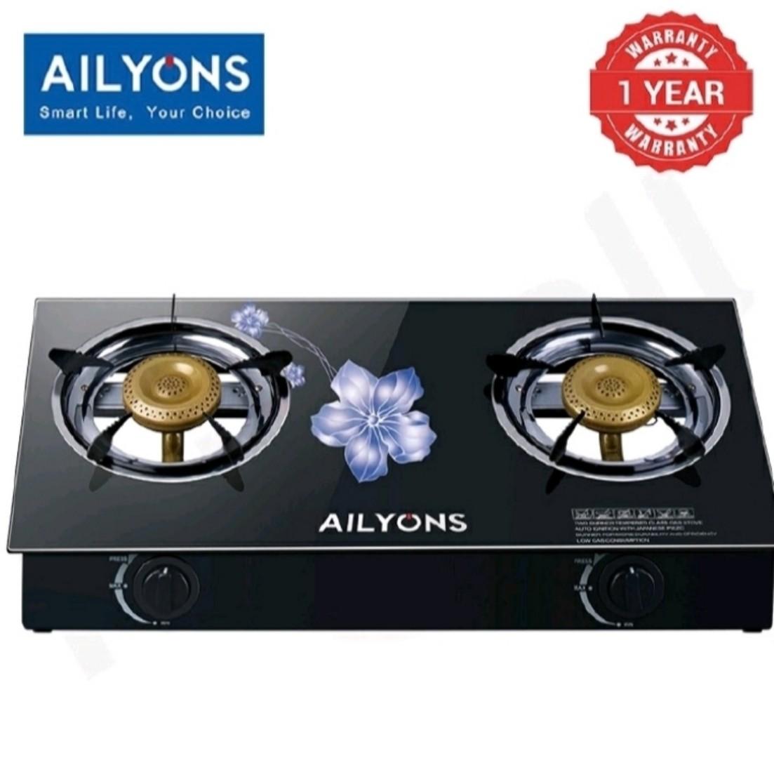 AILYONS Glass Top Infrared Double Burner Gas stove Super Infrared Heater Saving Gas cooker