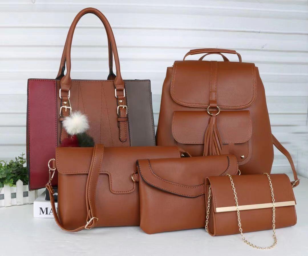 Classic 5 in 1 ladies hand bags with Back pack and sling bag fashion women bags
