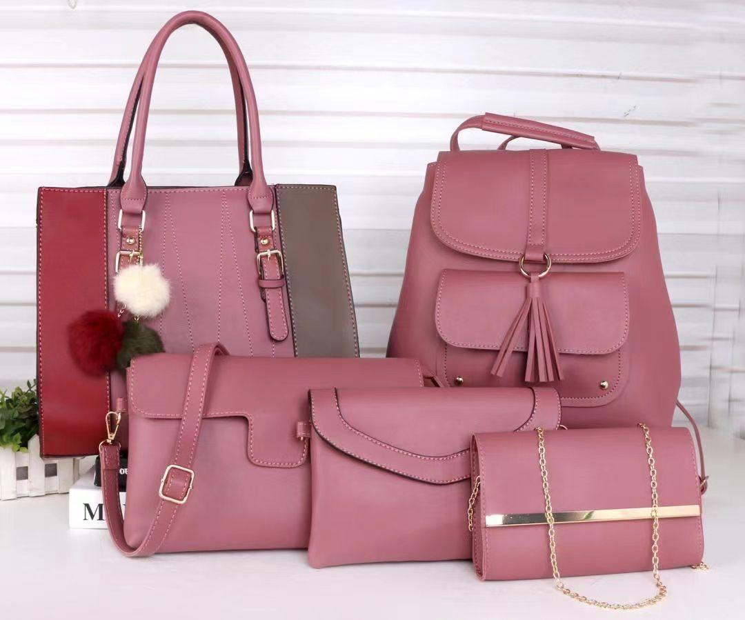 Classic 5 in 1 ladies hand bags with Back pack and sling bag fashion women bags